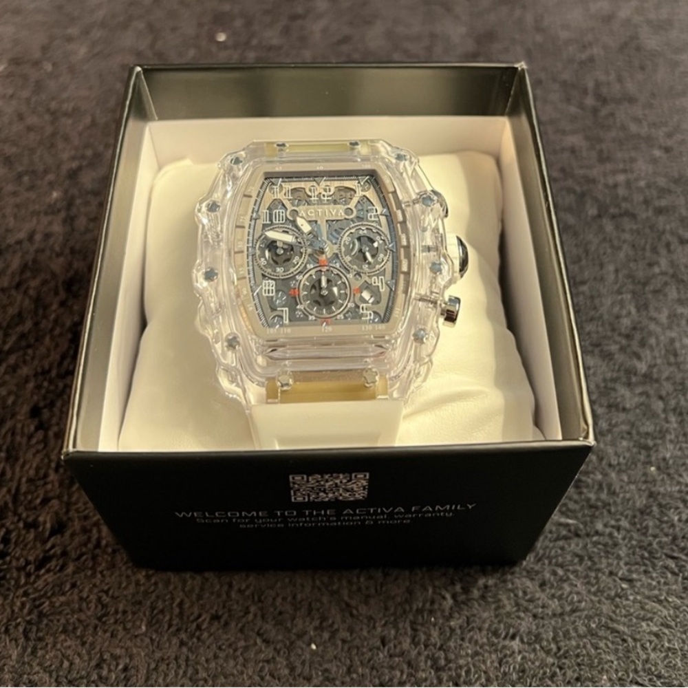Activa Fury X Invicta Men's Watch w/ Skeleton Dial- Clear & White- 44.3mm